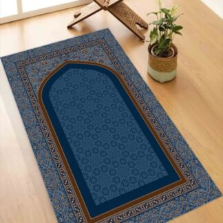 Makinede Yıkanabilir Leke Tutmaz Mavi Keçe Seccade | Namazlık Kaymaz Taban, Süngerli Diz Dostu Tasa